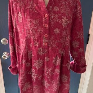 Kim Rogers Pink top with snowflakes